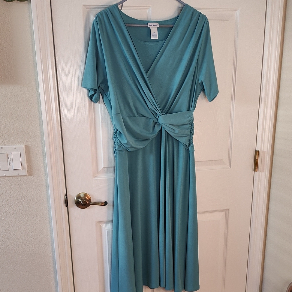 Lea & Violet Teal Midi Dress with Twist Front